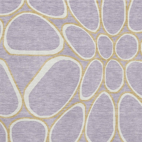HomeRoots 9' X 12' Stylish Lavender Gold Ivory Geometric Area Rug - Washable, UV Protected, Pet-Friendly Design 681700
