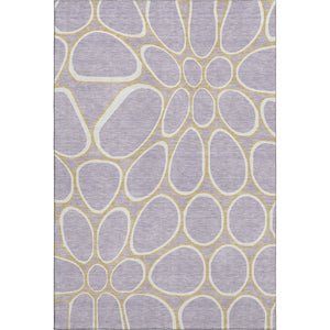 HomeRoots 10' X 14' Stylish Geometric Area Rug in Lavender, Gold & Ivory - Washable, UV-Protected & Durable! 681701