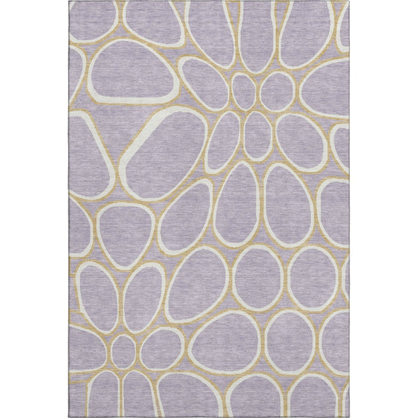 HomeRoots 10' X 14' Stylish Geometric Area Rug in Lavender, Gold & Ivory - Washable, UV-Protected & Durable! 681701