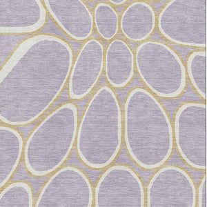 HomeRoots 10' X 14' Stylish Geometric Area Rug in Lavender, Gold & Ivory - Washable, UV-Protected & Durable! 681701