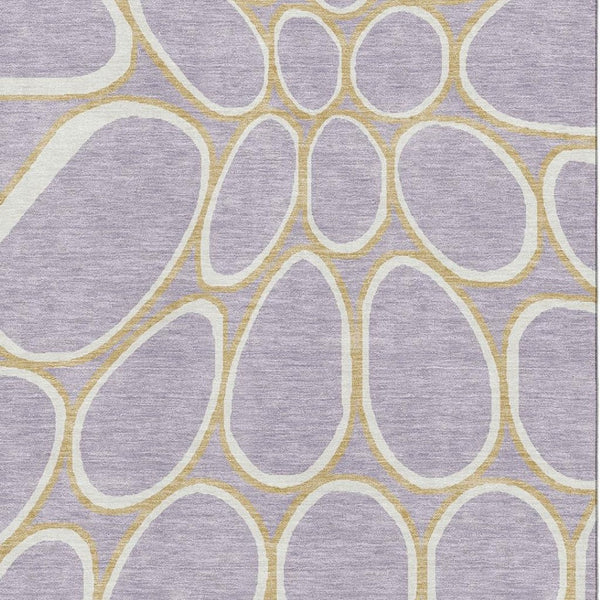HomeRoots 10' X 14' Stylish Geometric Area Rug in Lavender, Gold & Ivory - Washable, UV-Protected & Durable! 681701