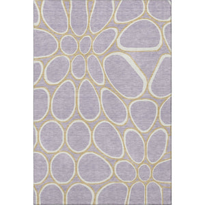 HomeRoots 10' X 14' Stylish Geometric Area Rug in Lavender, Gold & Ivory - Washable, UV-Protected & Durable! 681701