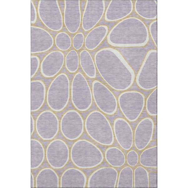 HomeRoots 10' X 14' Stylish Geometric Area Rug in Lavender, Gold & Ivory - Washable, UV-Protected & Durable! 681701
