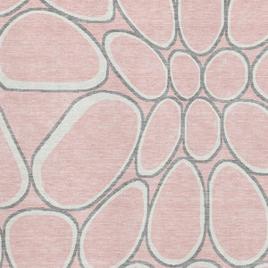 HomeRoots 5' X 8' Stylish Pink, Ivory & Gray Geometric Washable Area Rug with UV Protection for Modern Spaces 681703