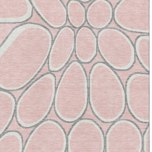 HomeRoots 8' X 10' Stylish Pink, Ivory & Gray Geometric Washable Area Rug with UV Protection for Modern Homes 681705