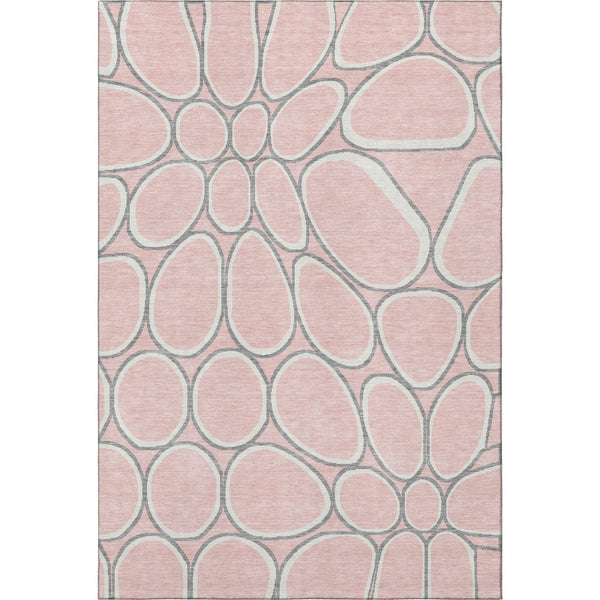 HomeRoots 9' Geometric Washable Area Rug in Pink, Ivory & Gray – UV Protected, Durable & Easy-Care Design 681706