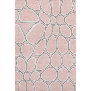 HomeRoots 10' X 14' Washable Geometric Area Rug in Pink, Ivory & Gray - UV Protection & Stain Resistant Design 681707