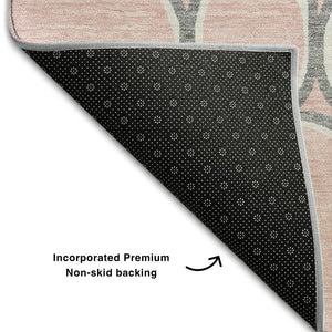 HomeRoots 10' X 14' Washable Geometric Area Rug in Pink, Ivory & Gray - UV Protection & Stain Resistant Design 681707