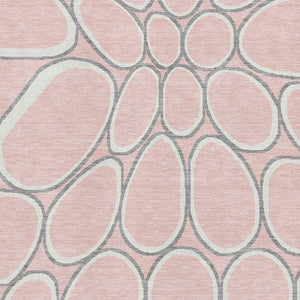 HomeRoots 10' X 14' Washable Geometric Area Rug in Pink, Ivory & Gray - UV Protection & Stain Resistant Design 681707