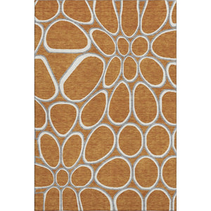 HomeRoots 5' X 8' Stylish Rust, Ivory & Gray Geometric Area Rug with UV Protection for High-Traffic Spaces 681709