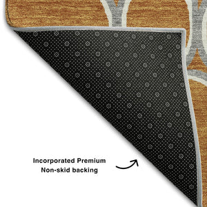 HomeRoots 5' X 8' Stylish Rust, Ivory & Gray Geometric Area Rug with UV Protection for High-Traffic Spaces 681709