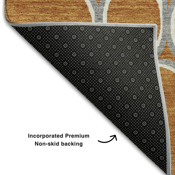 HomeRoots 5' X 8' Stylish Rust, Ivory & Gray Geometric Area Rug with UV Protection for High-Traffic Spaces 681709