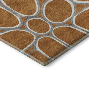 HomeRoots 5' X 8' Stylish Rust, Ivory & Gray Geometric Area Rug with UV Protection for High-Traffic Spaces 681709