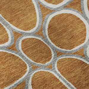 HomeRoots 5' X 8' Stylish Rust, Ivory & Gray Geometric Area Rug with UV Protection for High-Traffic Spaces 681709