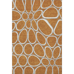 HomeRoots 5' X 8' Stylish Rust, Ivory & Gray Geometric Area Rug with UV Protection for High-Traffic Spaces 681709