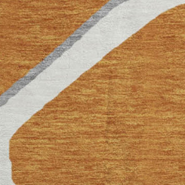 HomeRoots 8' Washable Round Rug in Rust, Ivory & Gray – Modern Geometric Design with UV Protection & Durability 681710