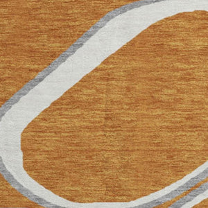 HomeRoots 8' Washable Round Rug in Rust, Ivory & Gray – Modern Geometric Design with UV Protection & Durability 681710