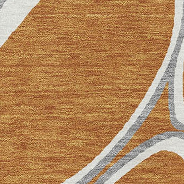 HomeRoots 8' X 10' Modern Geometric Area Rug in Rust, Ivory & Gray - Washable, UV-Protected & Durable Design 681711