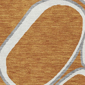 HomeRoots 9' X 12' Stylish Rust, Ivory & Gray Geometric Washable Area Rug with UV Protection for High-Traffic Areas 681712