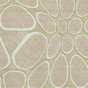 HomeRoots 5' X 8' Tan Ivory Green Geometric Area Rug - Washable, UV-Protected, Perfect for High-Traffic Spaces 681715