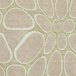 HomeRoots 8' X 10' Tan Ivory Green Washable Area Rug - Durable, Stain-Resistant, UV Protected for Any Space 681717