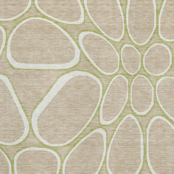 HomeRoots 8' X 10' Tan Ivory Green Washable Area Rug - Durable, Stain-Resistant, UV Protected for Any Space 681717