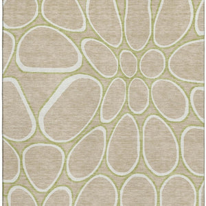 HomeRoots 8' X 10' Tan Ivory Green Washable Area Rug - Durable, Stain-Resistant, UV Protected for Any Space 681717