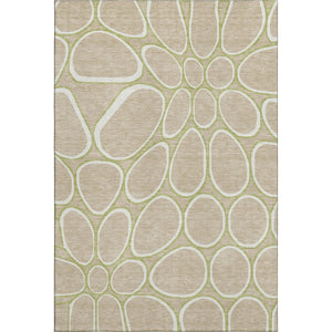HomeRoots 9' X 12' Tan Ivory Green Geometric Area Rug – Washable, UV Protected & Stain-Resistant for Homes 681718