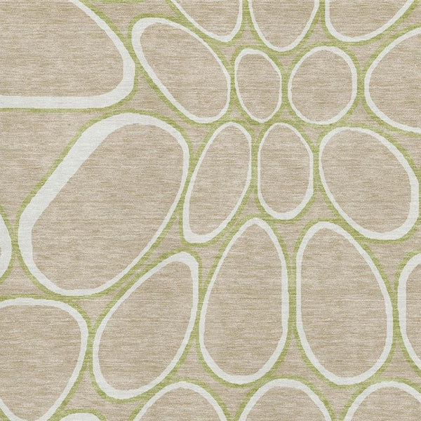 HomeRoots 9' X 12' Tan Ivory Green Geometric Area Rug – Washable, UV Protected & Stain-Resistant for Homes 681718