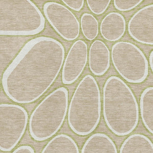 HomeRoots 10' X 14' Tan Ivory Green Geometric Area Rug - Washable, Stain-Resistant, UV Protection Ideal for Families 681719
