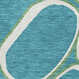 HomeRoots 8' X 10' Teal Ivory Green Geometric Washable Area Rug - Durable, Stylish, UV Protected for Any Space 681723