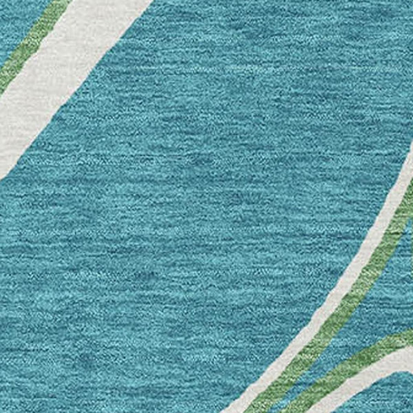 HomeRoots 10' Geometric Washable Area Rug in Teal, Ivory & Green - UV Protection for Homes with Kids & Pets 681725