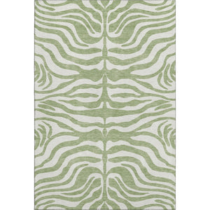 HomeRoots 5' X 8' Stylish Artichoke Green Animal Print Rug - Washable, Stain Resistant & UV Protected Design 681727