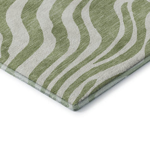 HomeRoots 5' X 8' Stylish Artichoke Green Animal Print Rug - Washable, Stain Resistant & UV Protected Design 681727