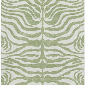 HomeRoots 5' X 8' Stylish Artichoke Green Animal Print Rug - Washable, Stain Resistant & UV Protected Design 681727