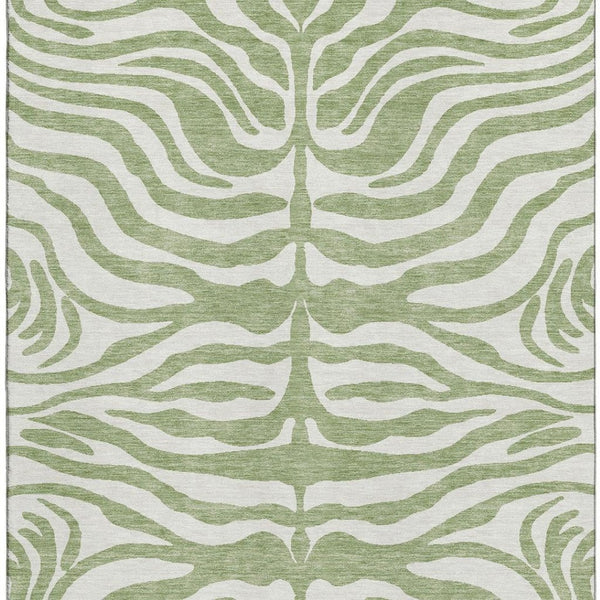 HomeRoots 5' X 8' Stylish Artichoke Green Animal Print Rug - Washable, Stain Resistant & UV Protected Design 681727