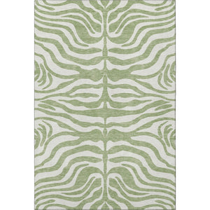 HomeRoots 5' X 8' Stylish Artichoke Green Animal Print Rug - Washable, Stain Resistant & UV Protected Design 681727