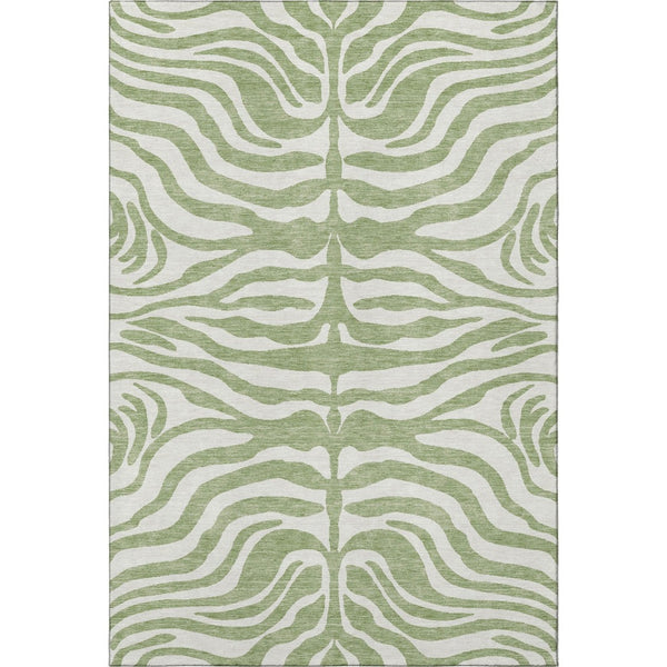 HomeRoots 5' X 8' Stylish Artichoke Green Animal Print Rug - Washable, Stain Resistant & UV Protected Design 681727