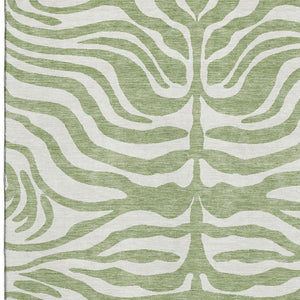 HomeRoots 8' X 10' Artichoke Green & Ivory Animal Print Area Rug - Stylish, Washable & Family-Friendly Comfort 681729