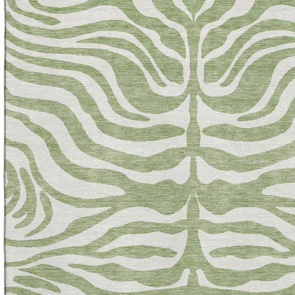 HomeRoots 8' X 10' Artichoke Green & Ivory Animal Print Area Rug - Stylish, Washable & Family-Friendly Comfort 681729
