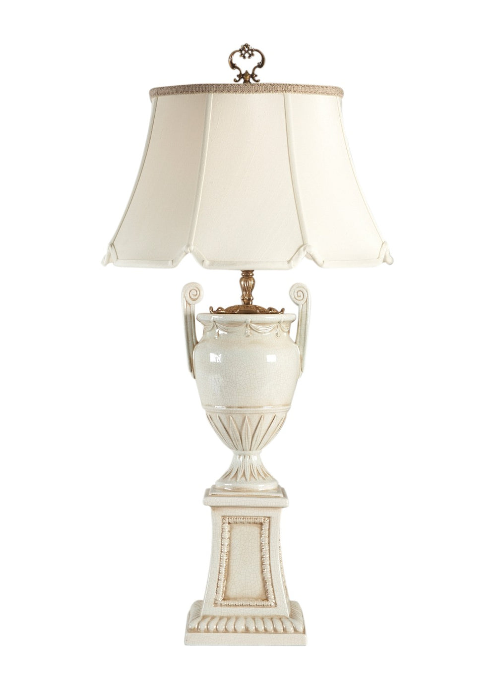 Chelsea House Aurora Italian Glazed Ceramic Table Lamp — High-Gloss White With Antique Detail, Soft Ambient Glow 68173