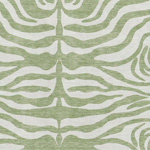 HomeRoots 9' X 12' Artichoke Green & Ivory Animal Print Washable Area Rug with UV Protection for Any Space 681730