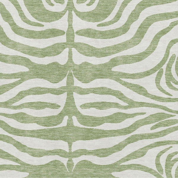 HomeRoots 9' X 12' Artichoke Green & Ivory Animal Print Washable Area Rug with UV Protection for Any Space 681730