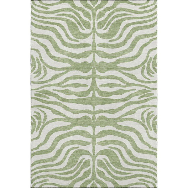 HomeRoots 10' X 14' Artichoke Green Animal Print Area Rug - Washable, UV Protected & Perfect for Busy Homes! 681731