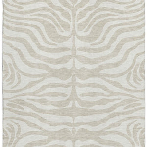 HomeRoots 5' X 8' Beige and Ivory Animal Print Area Rug - Washable, UV Protected, Perfect for Pets & Kids 681733