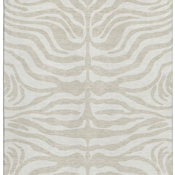 HomeRoots 5' X 8' Beige and Ivory Animal Print Area Rug - Washable, UV Protected, Perfect for Pets & Kids 681733