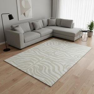 HomeRoots 8' X 10' Beige And Ivory Animal Print Area Rug - Washable, UV-Protected, Durable Design for Busy Homes 681735