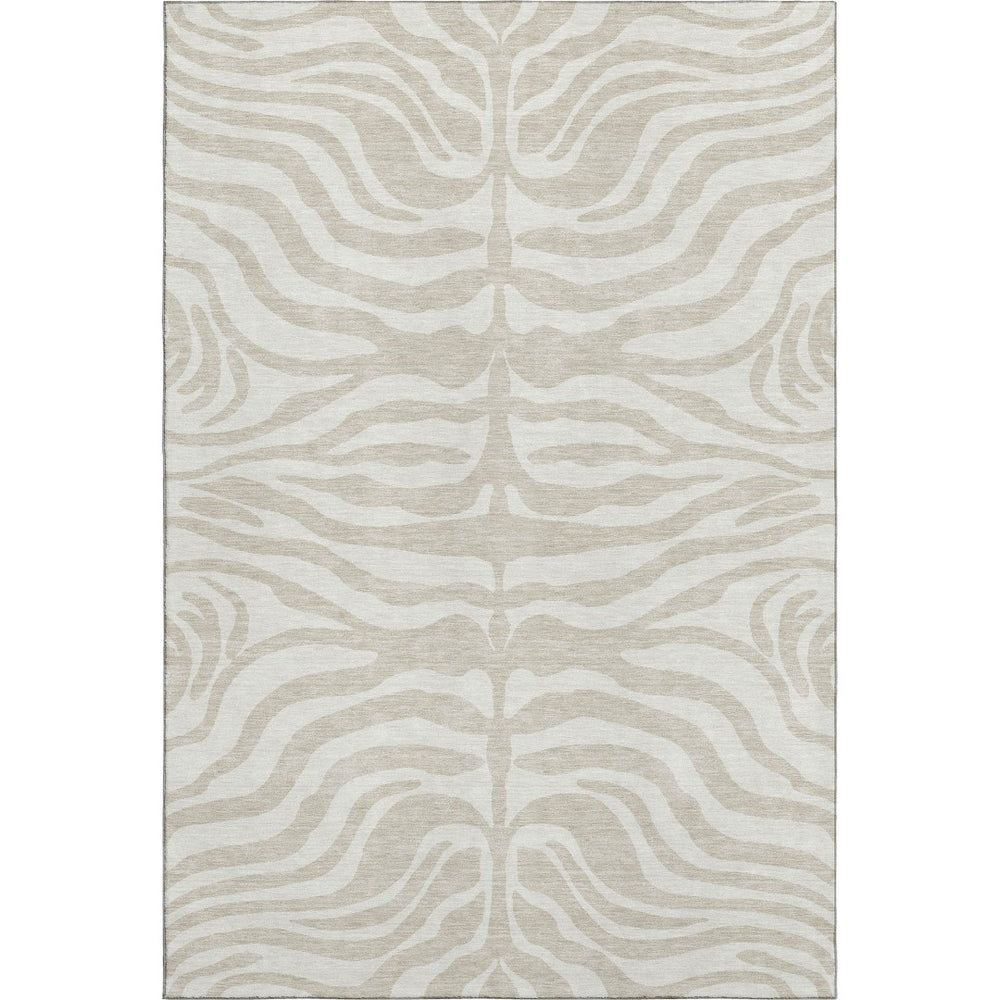 HomeRoots 9' X 12' Stylish Beige & Ivory Animal Print Area Rug - Washable, UV Protected, Stain Resistant! 681736