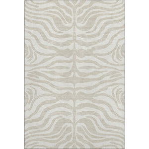 HomeRoots 9' X 12' Stylish Beige & Ivory Animal Print Area Rug - Washable, UV Protected, Stain Resistant! 681736