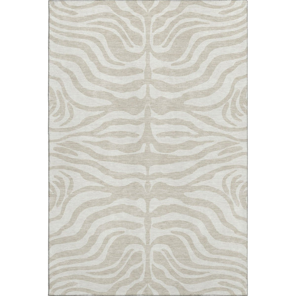 HomeRoots 9' X 12' Stylish Beige & Ivory Animal Print Area Rug - Washable, UV Protected, Stain Resistant! 681736